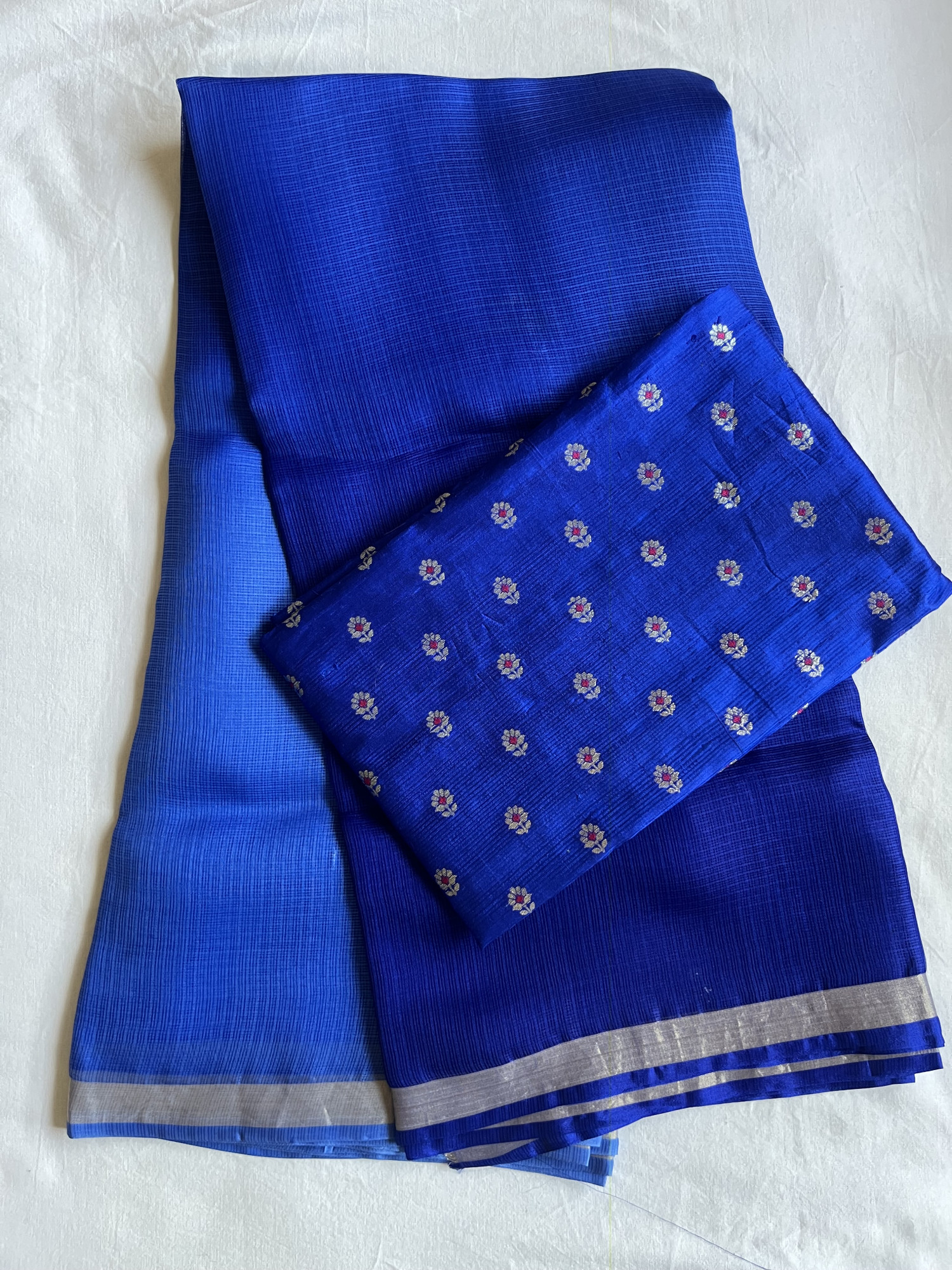 Kota silk saree with Banarasi raw silk blouse fabric