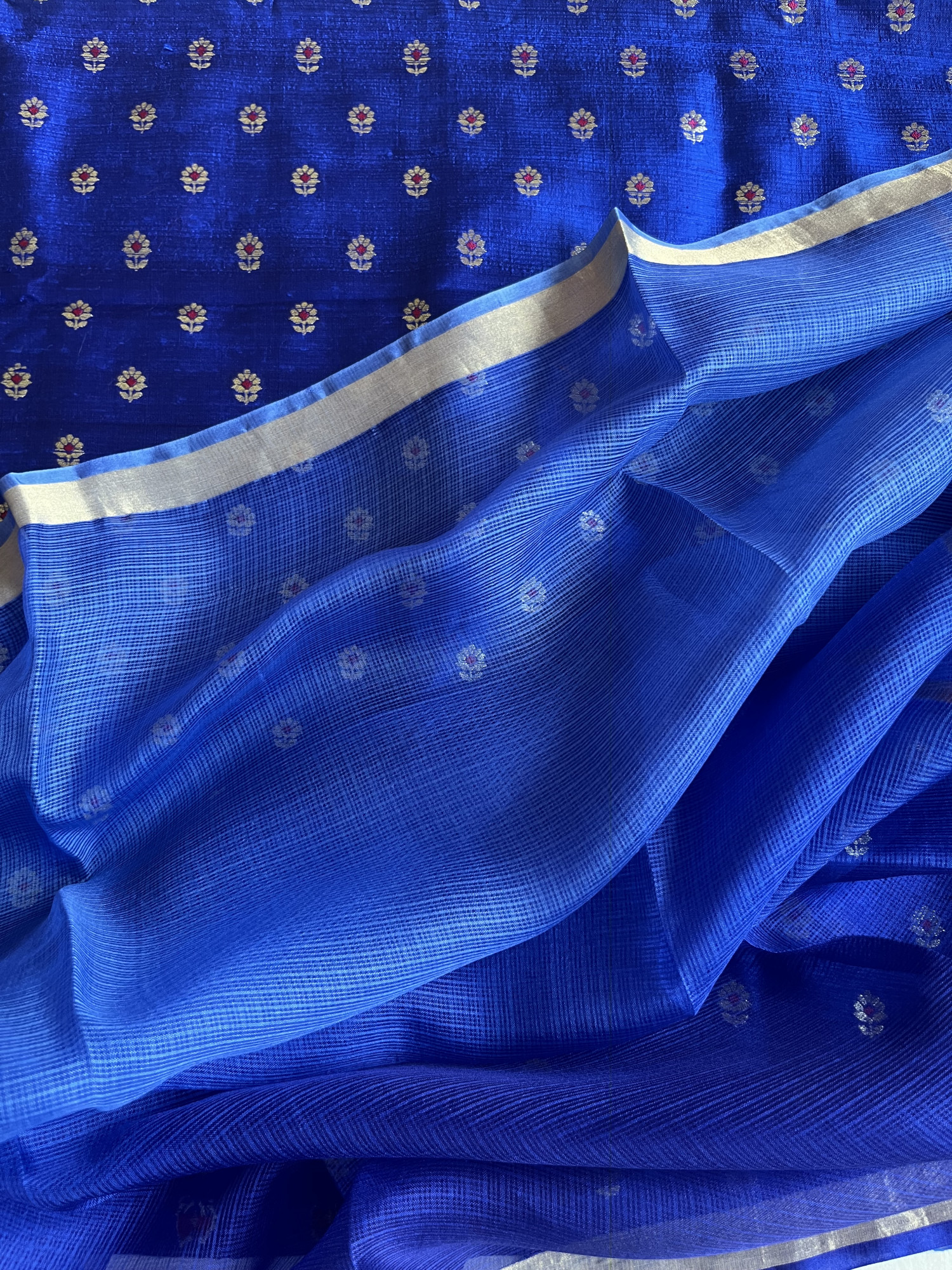 Kota silk saree with Banarasi raw silk blouse fabric