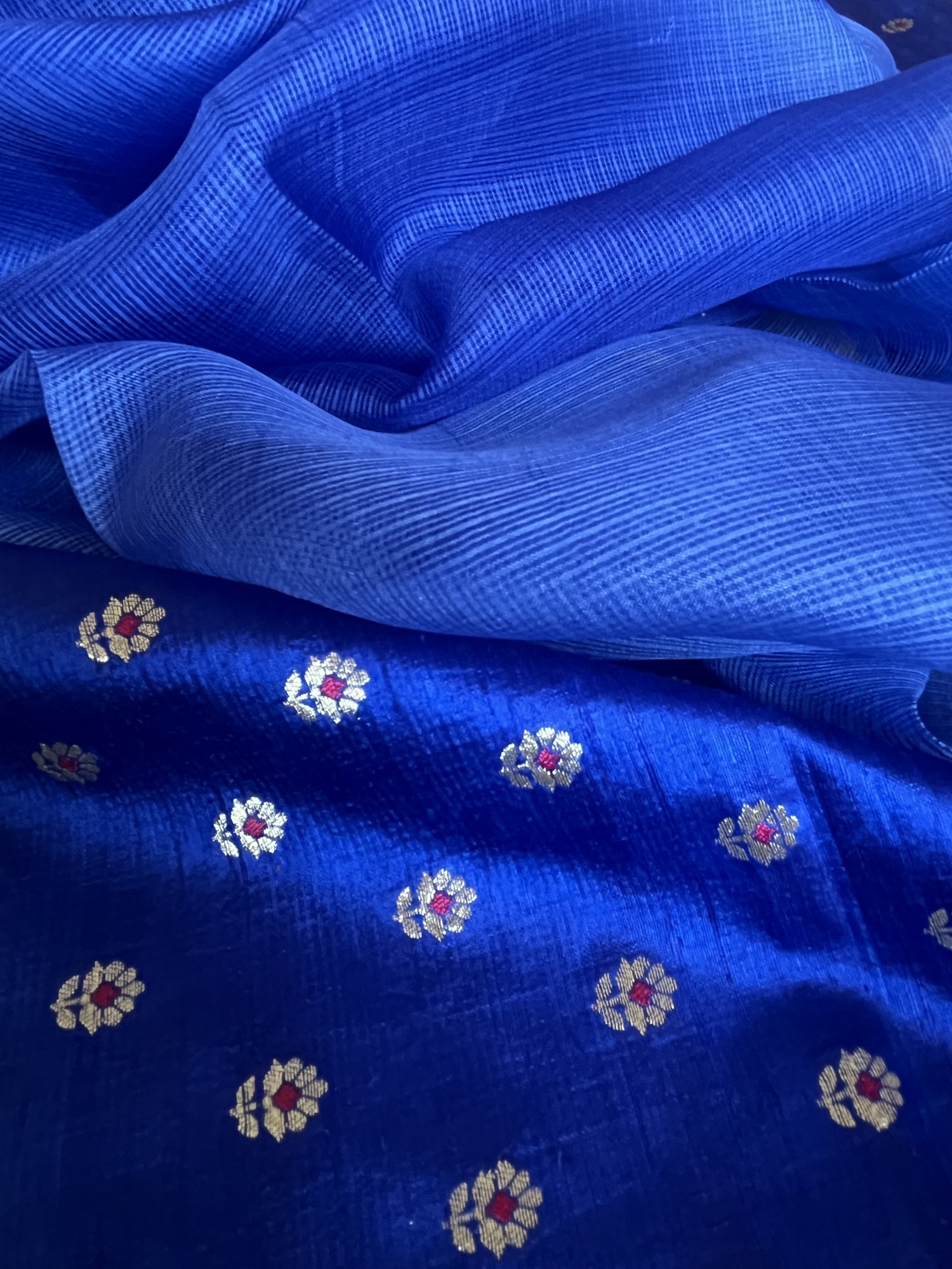 Kota silk saree with Banarasi raw silk blouse fabric