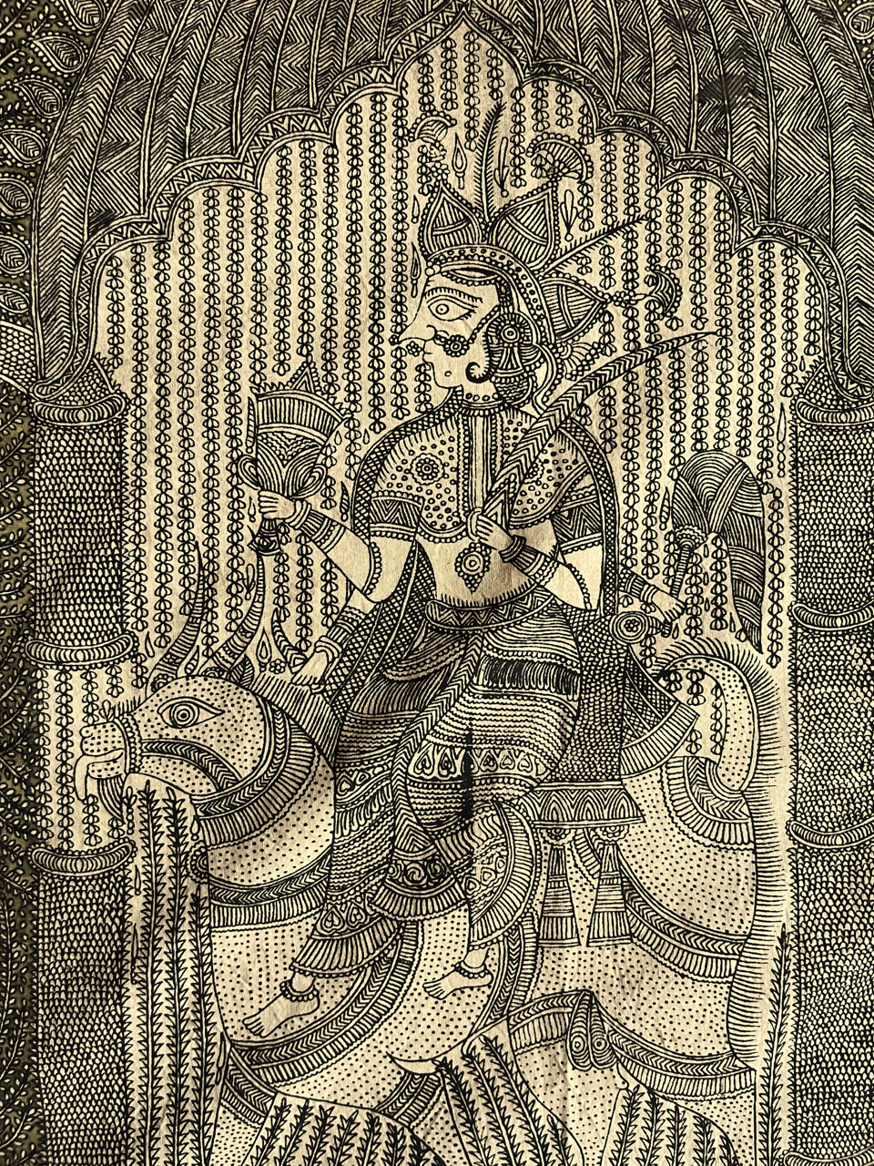 Mata-ni-Pachedi painting without frame Vahanvati Mata