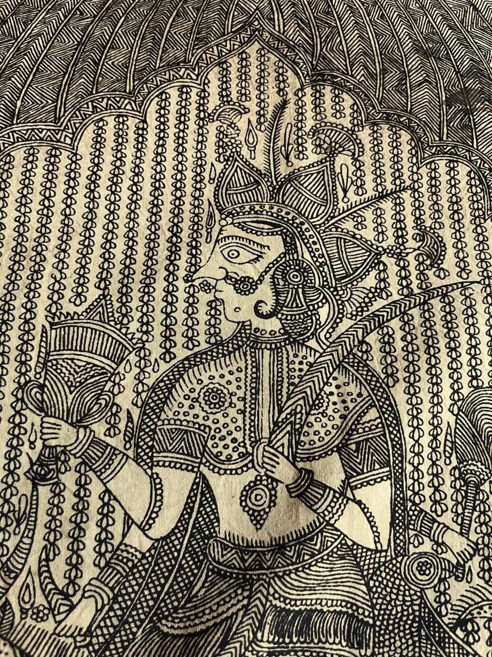 Mata-ni-Pachedi painting without frame Vahanvati Mata