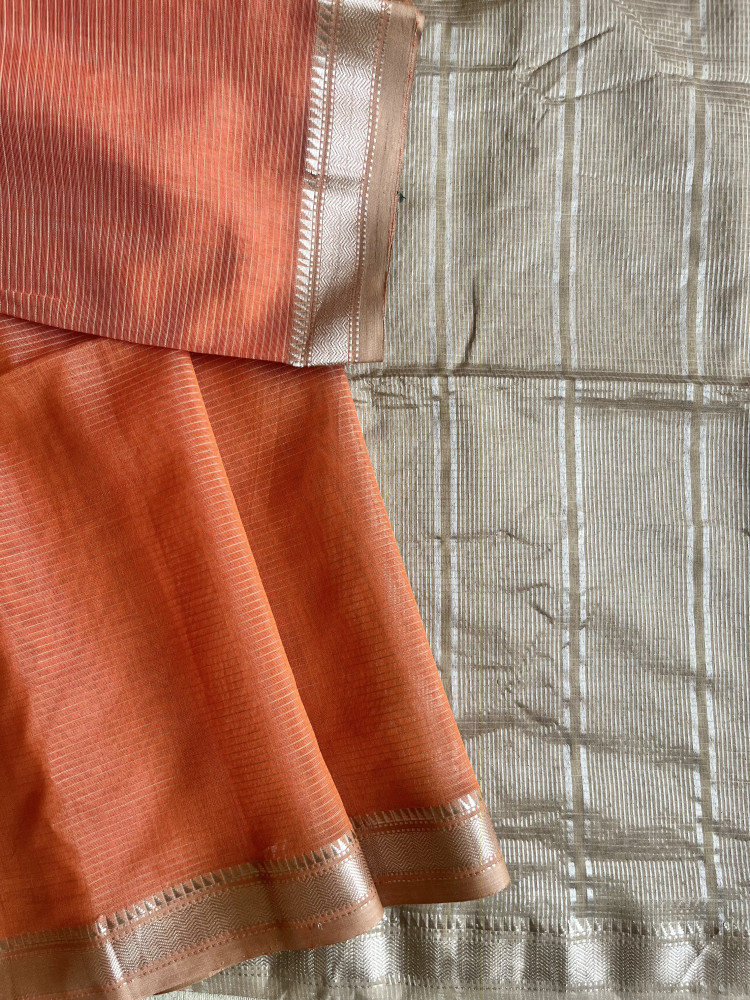 Image of Maheshwari cotton-silk handloom saree