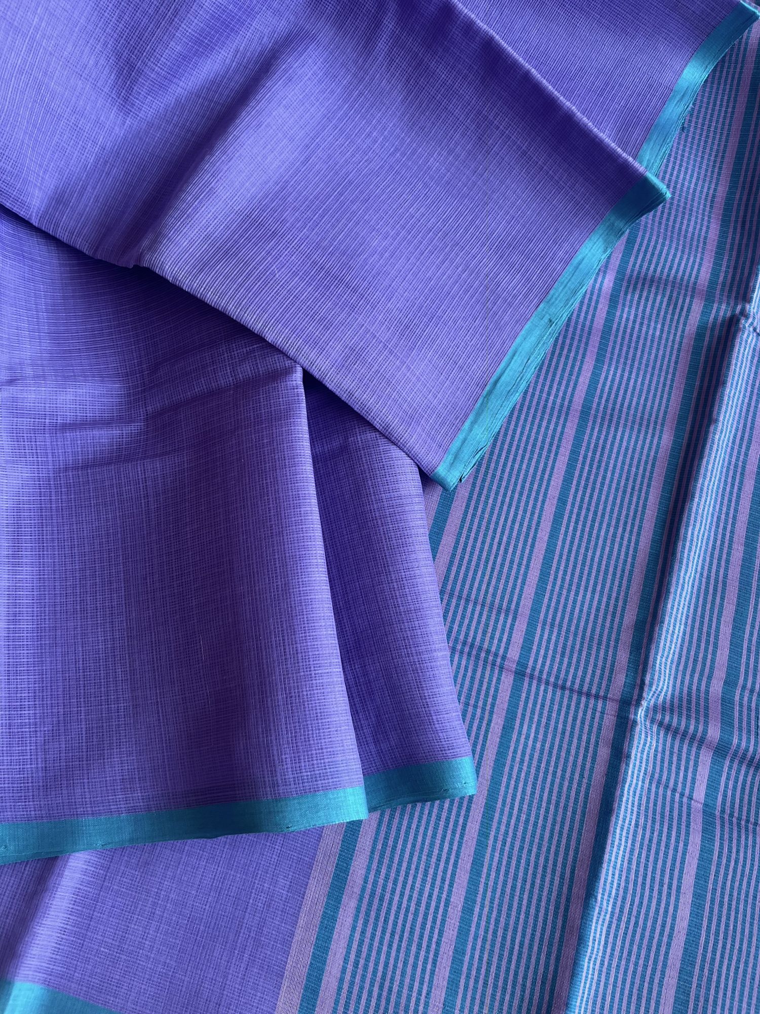 Kota Doria cotton-silk handloom saree with raw silk Ikat blouse fabric