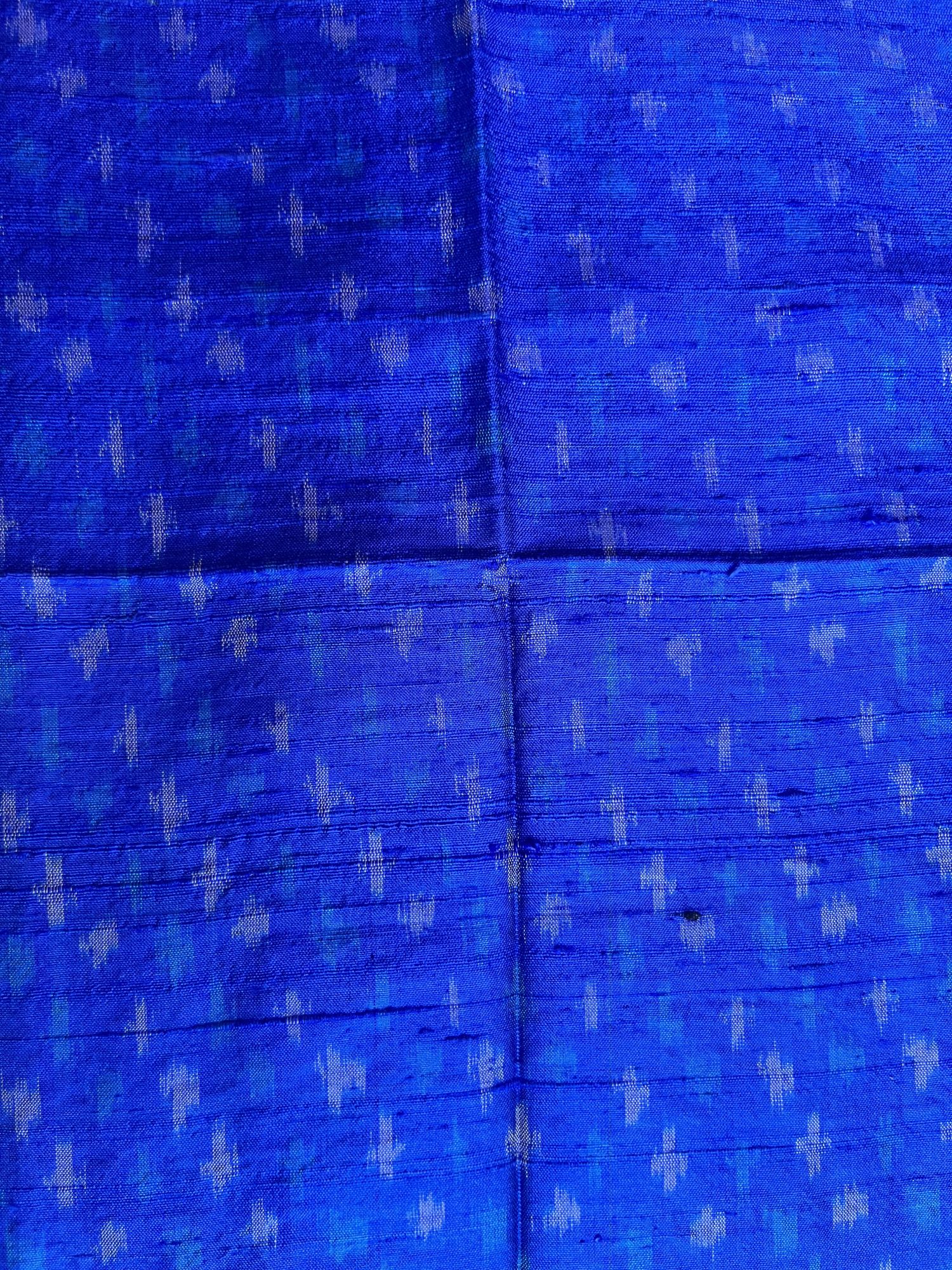 Kota Doria cotton-silk handloom saree with raw silk Ikat blouse fabric