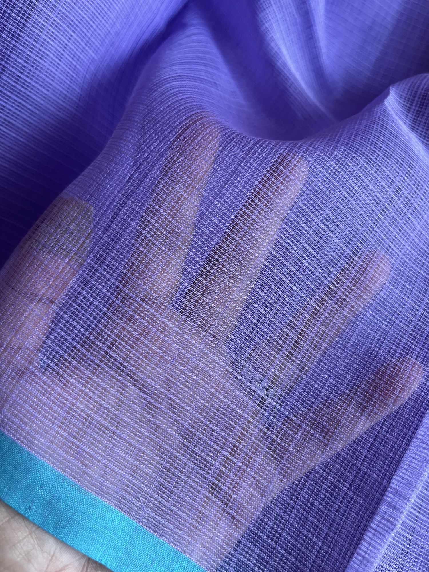 Kota Doria cotton-silk handloom saree with raw silk Ikat blouse fabric