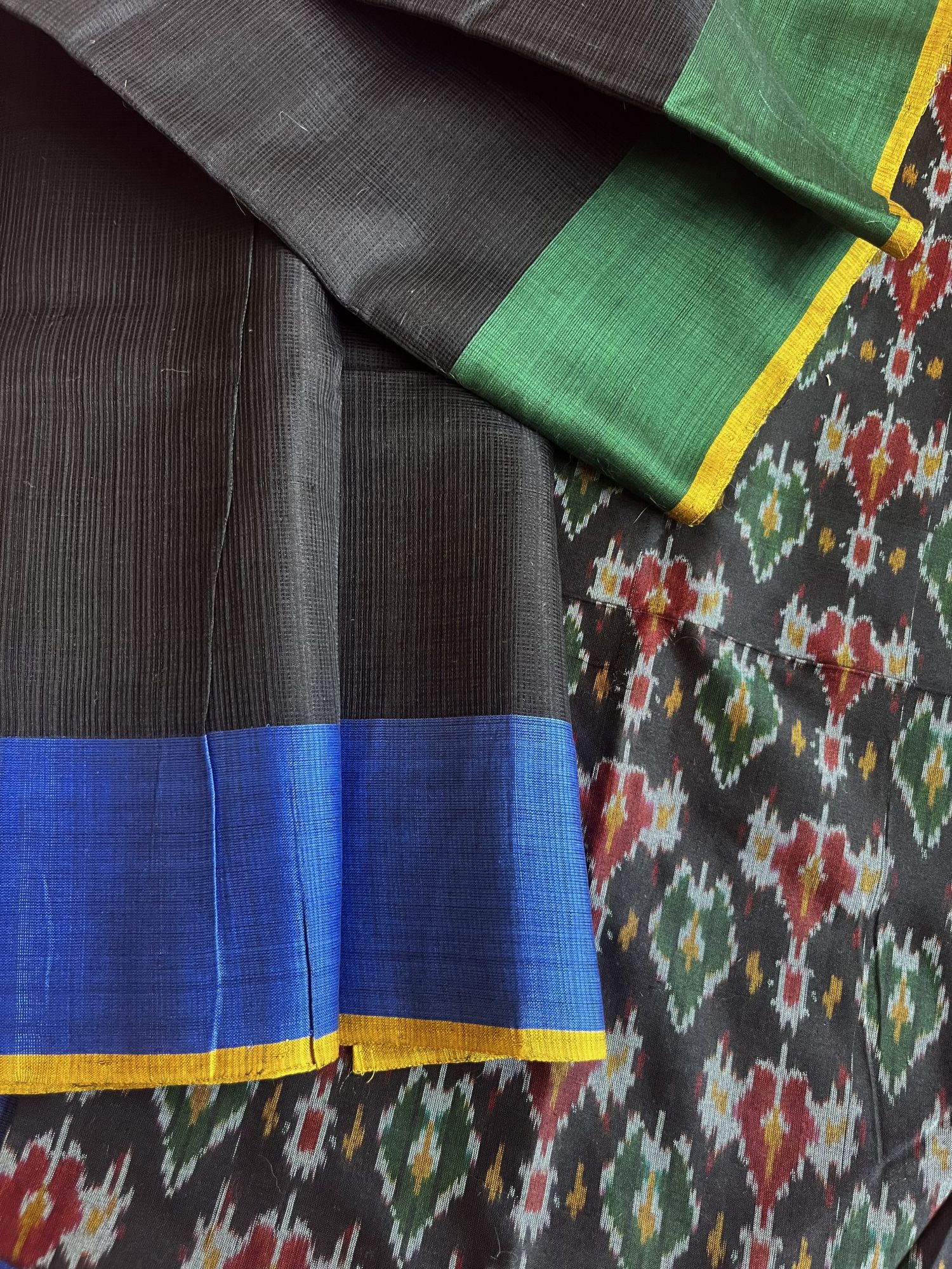 Kota Doria cotton handloom saree with cotton-silk Ikat blouse fabric