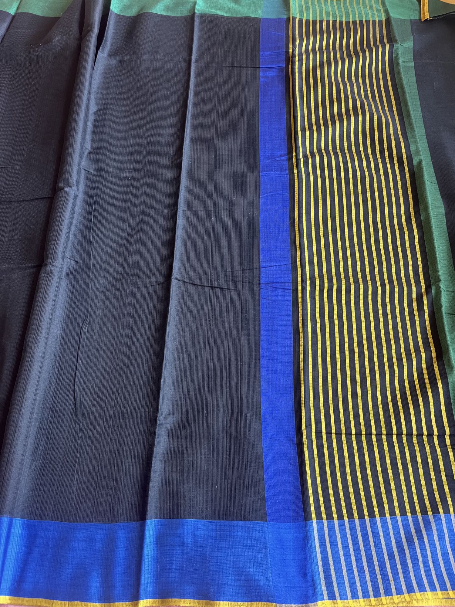 Kota Doria cotton handloom saree with cotton-silk Ikat blouse fabric