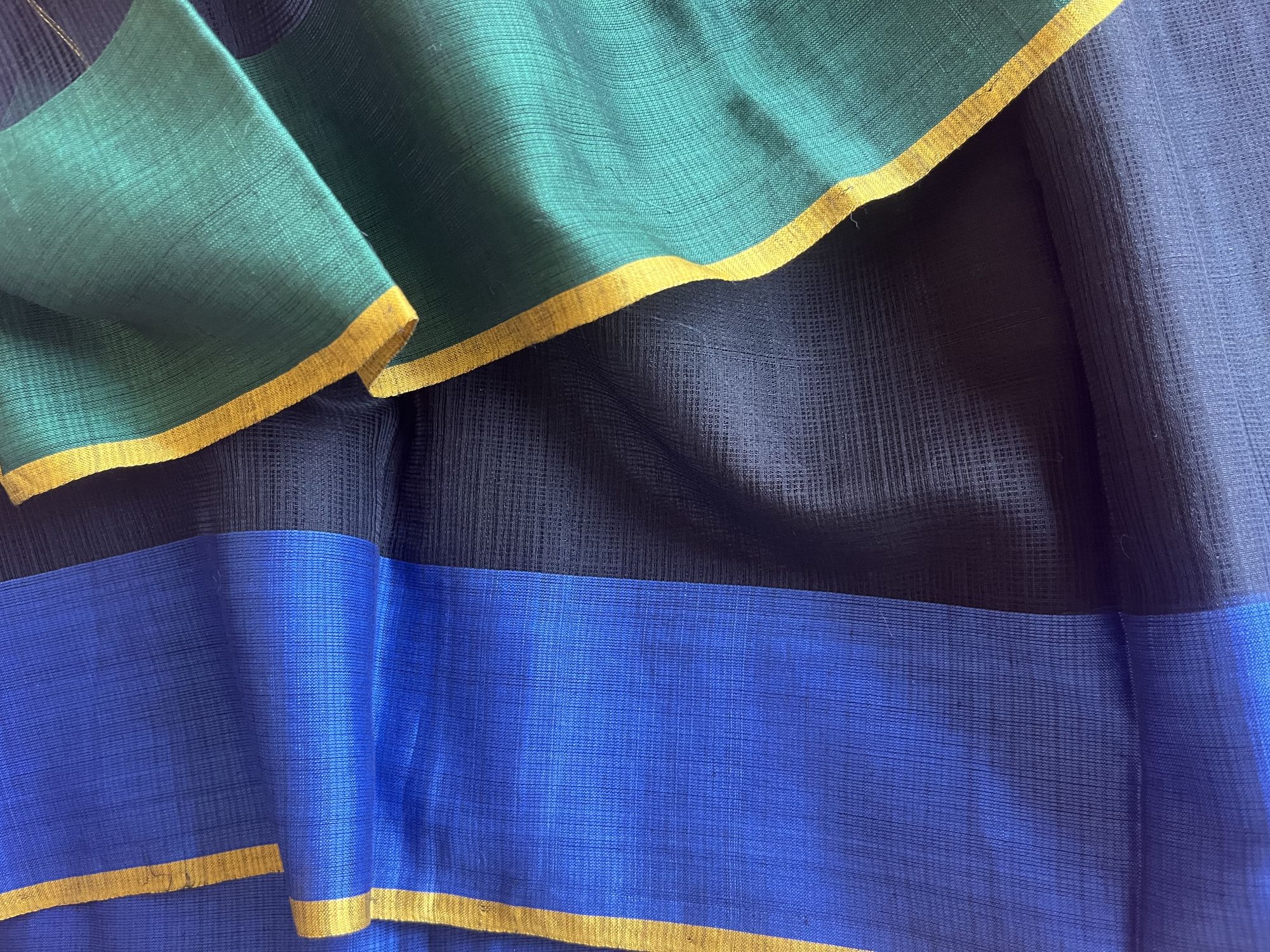 Kota Doria cotton handloom saree with cotton-silk Ikat blouse fabric