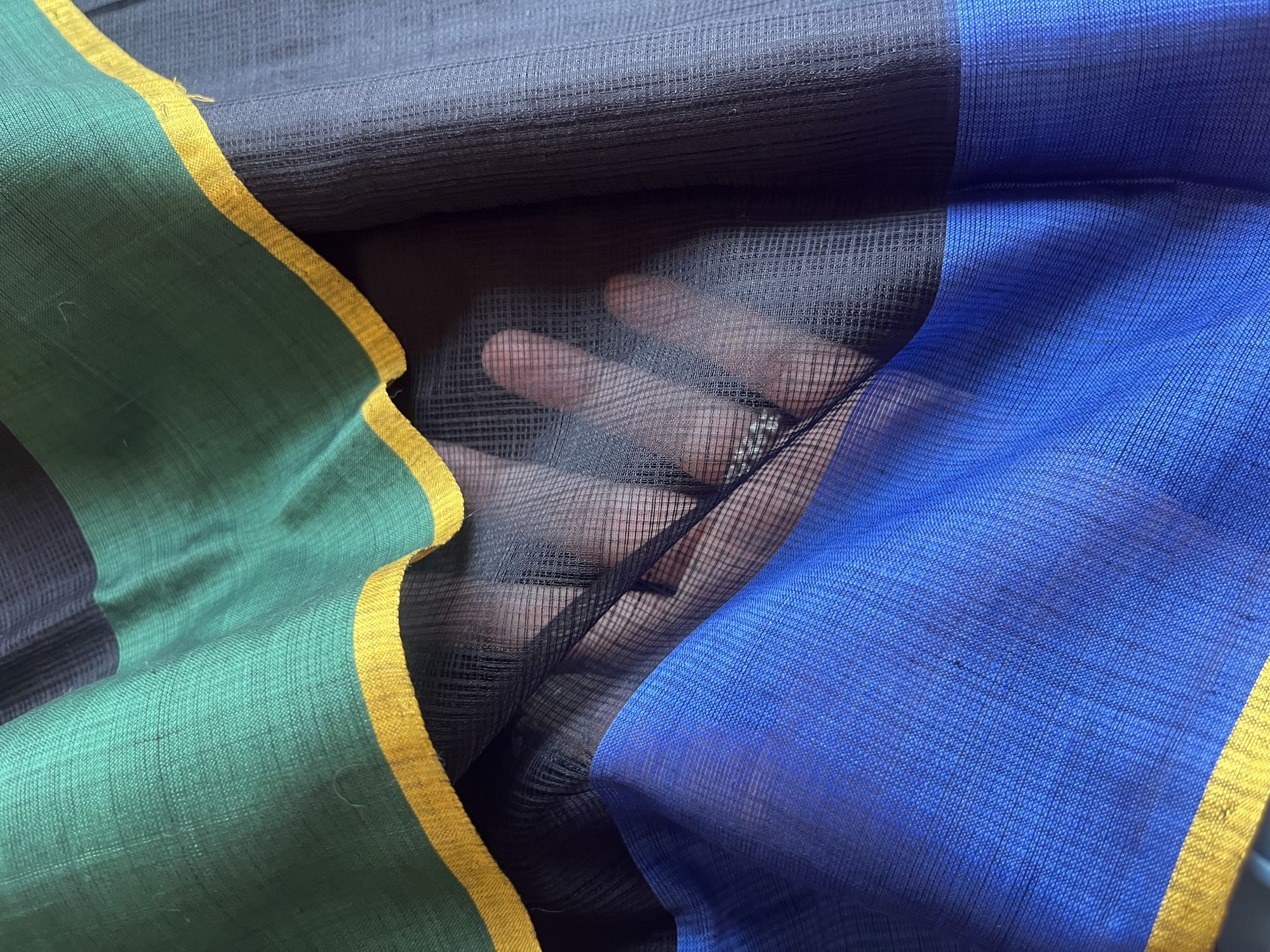 Kota Doria cotton handloom saree with cotton-silk Ikat blouse fabric