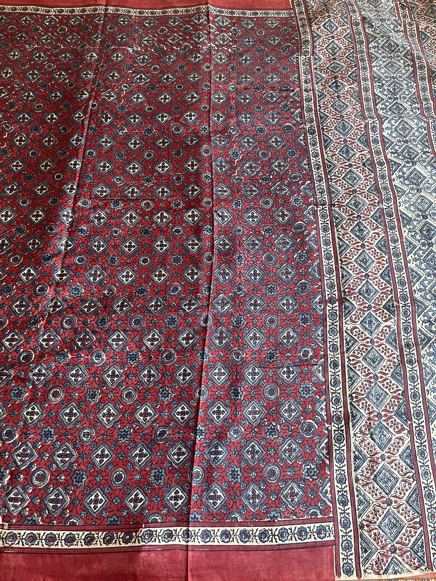 Ajrakh mulberry silk saree