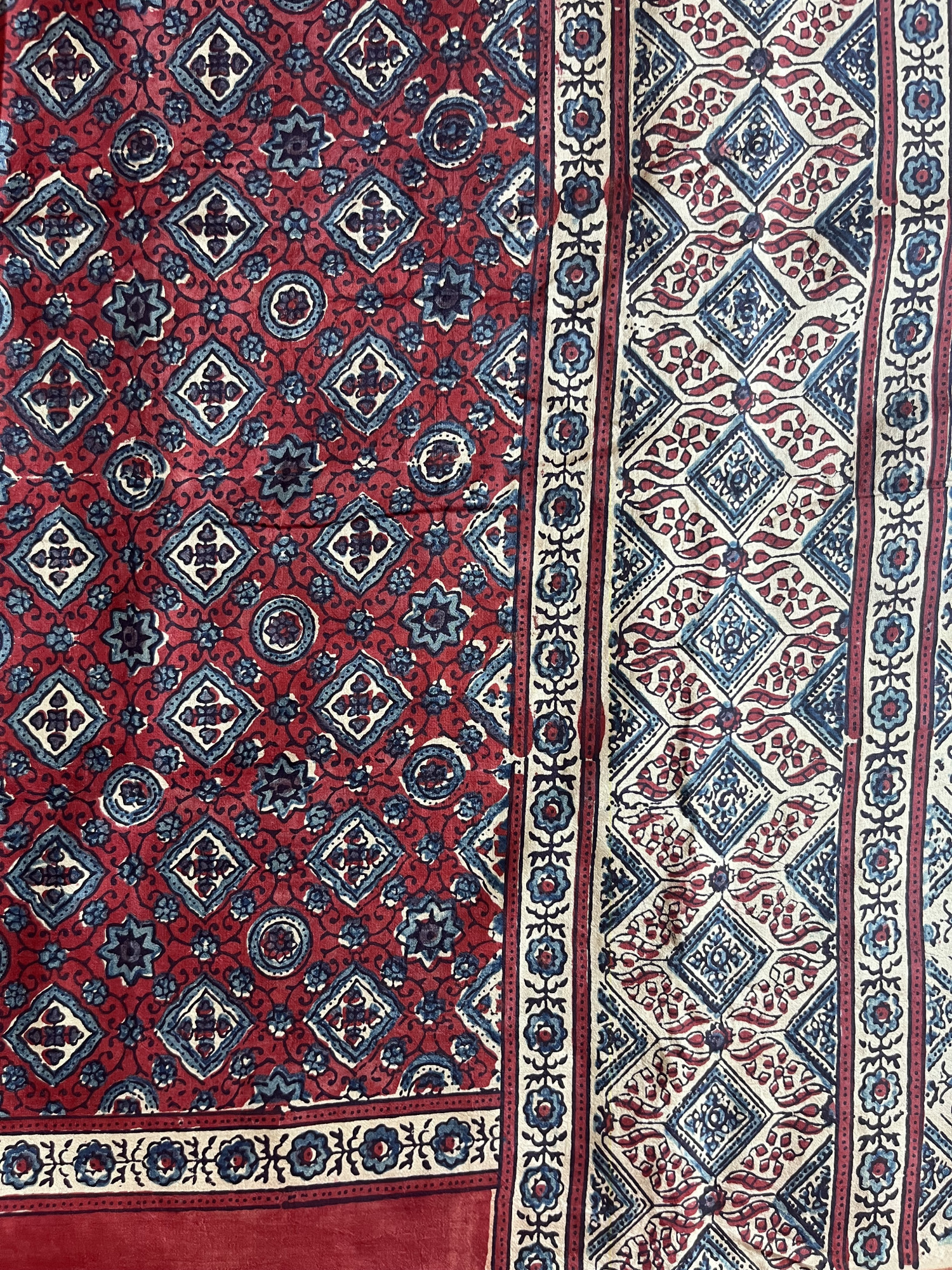 Ajrakh mulberry silk saree