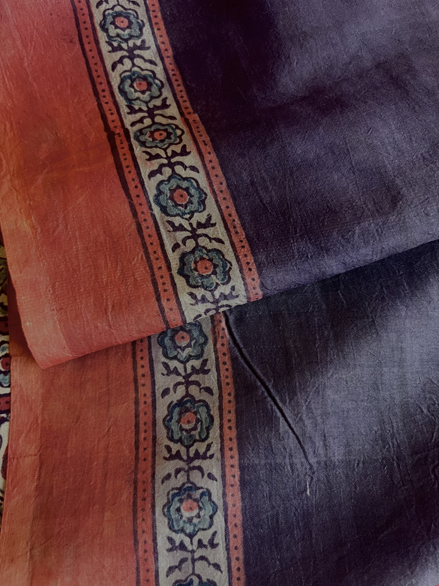 Ajrakh mulberry silk saree