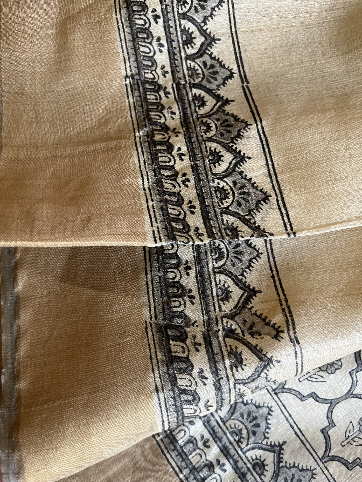 Bagru hand block printed Tussar silk saree