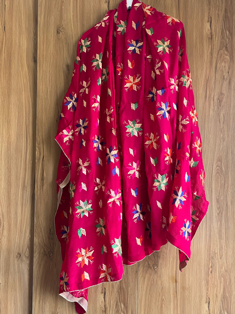 Phulkari hand embroidered chinon chiffon dupatta