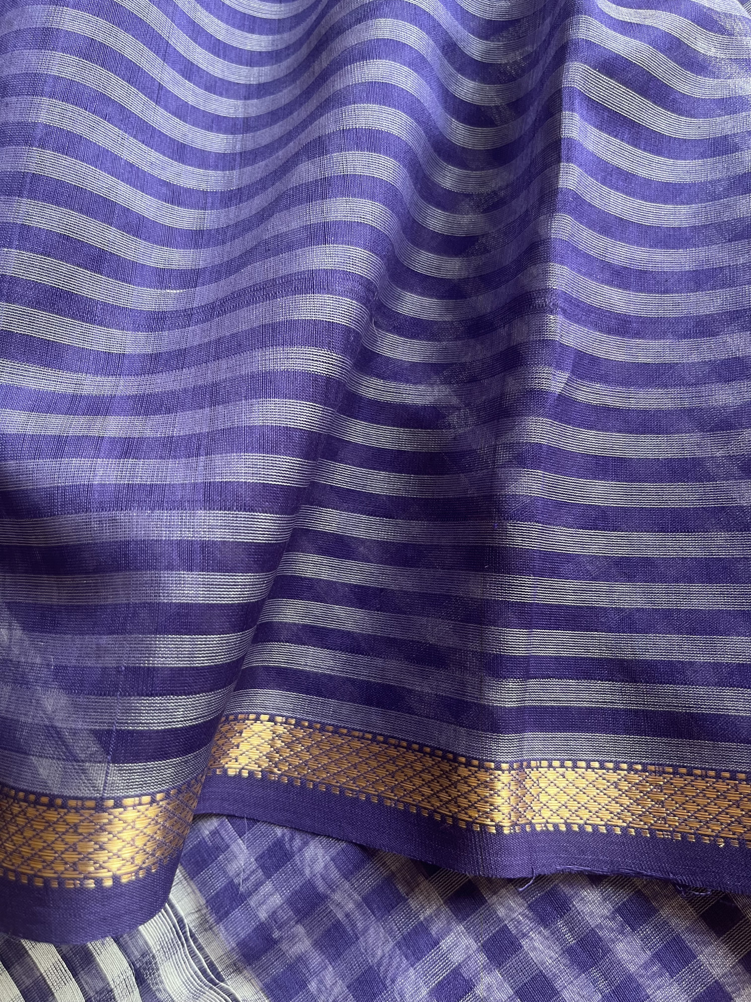 Maheshwari cotton-silk handloom saree Dark blue