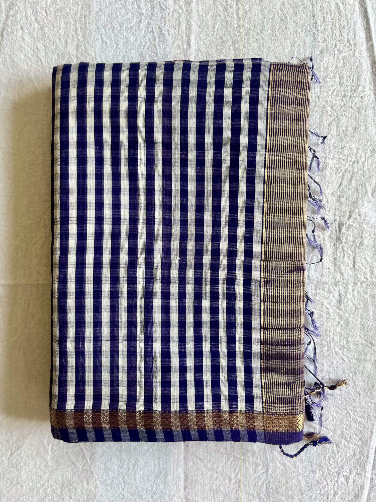 Maheshwari cotton-silk handloom saree Dark blue