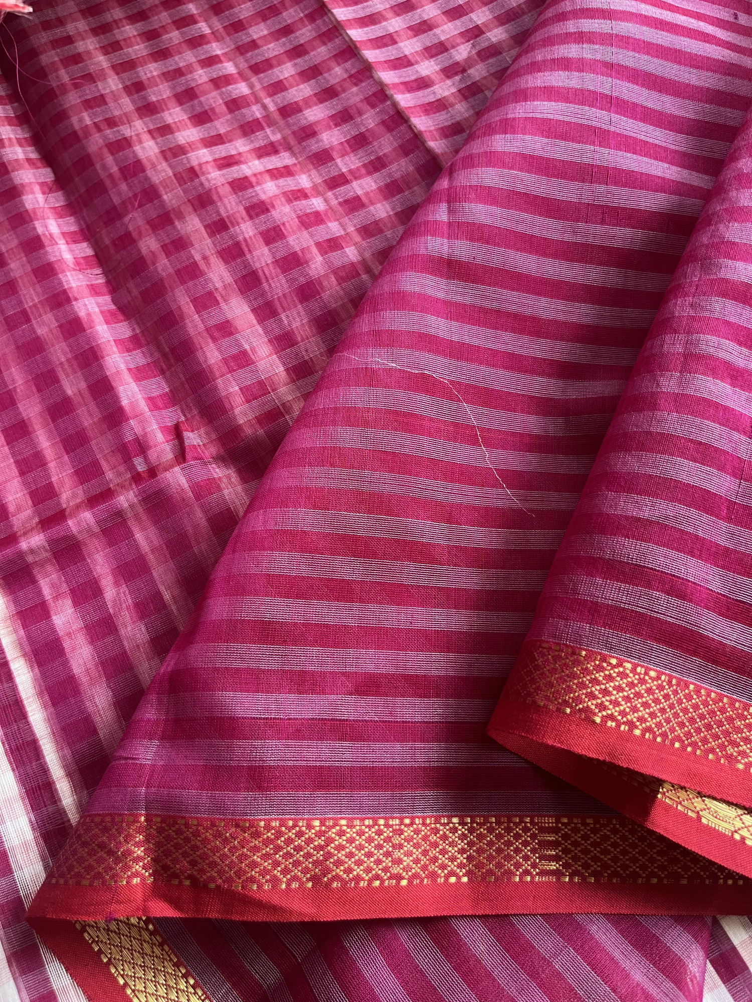 Maheshwari cotton-silk handloom saree Burgundy bright red