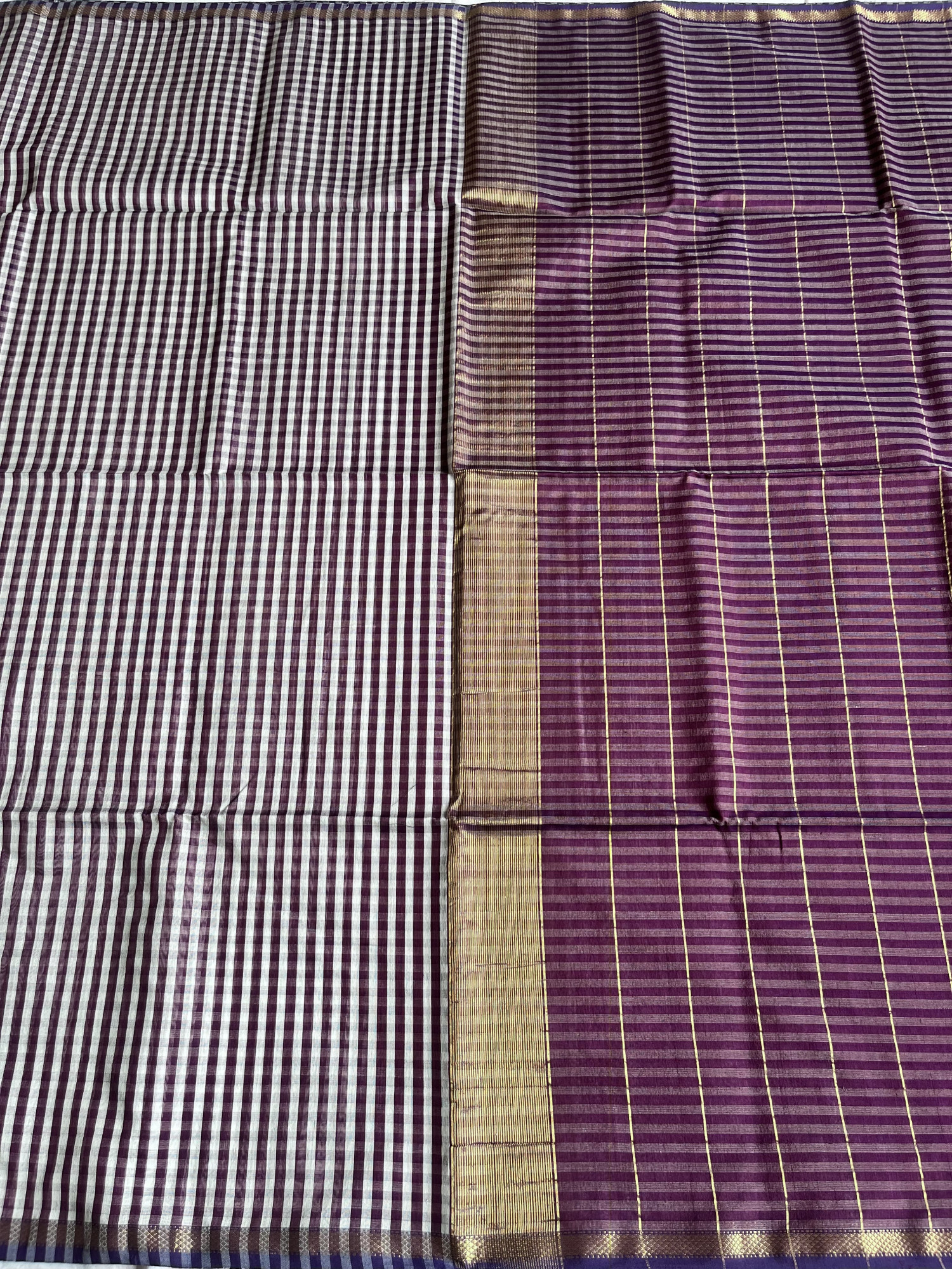 Maheshwari cotton-silk handloom saree Plum purple