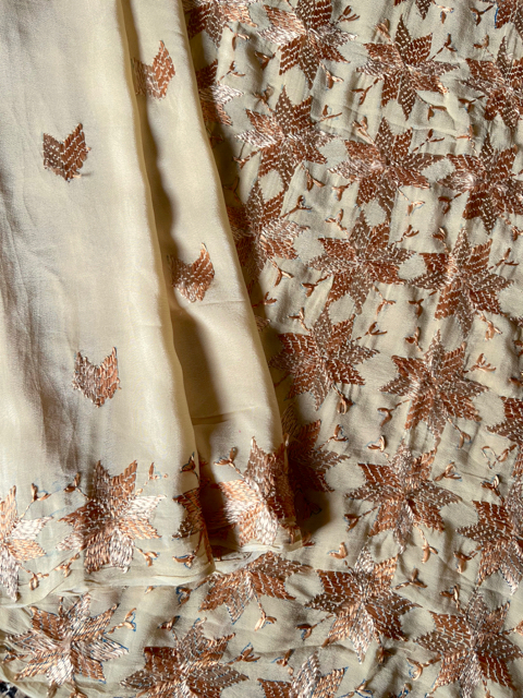 Phulkari Crepe silk saree