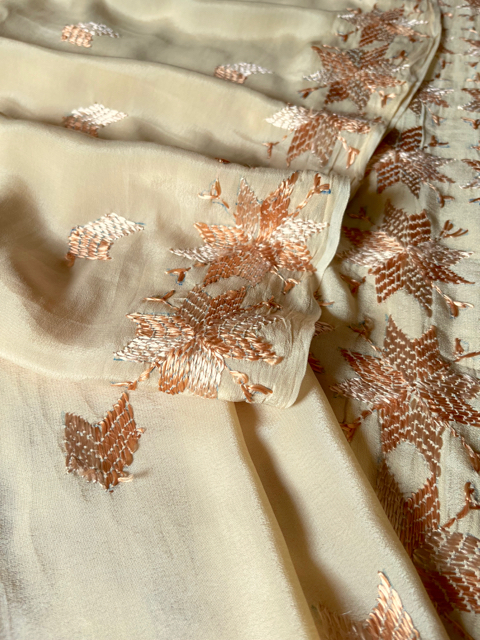 Phulkari Crepe silk saree