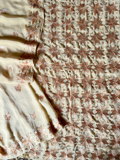 Phulkari Crepe silk saree