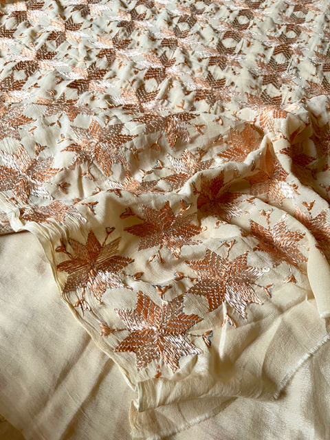 Phulkari Crepe silk saree