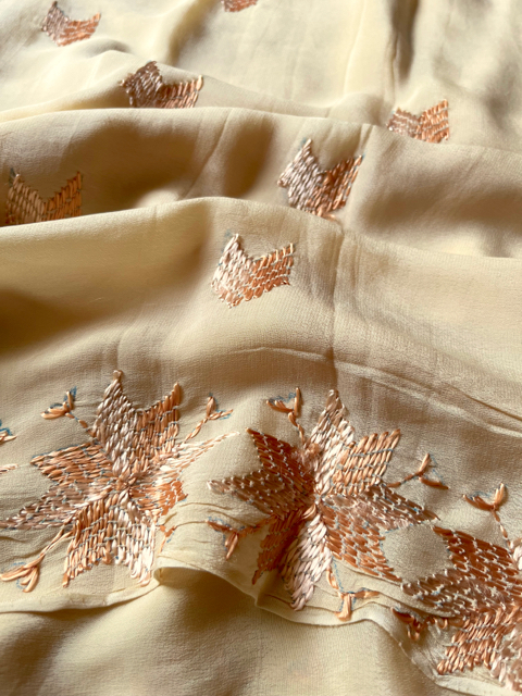 Phulkari Crepe silk saree