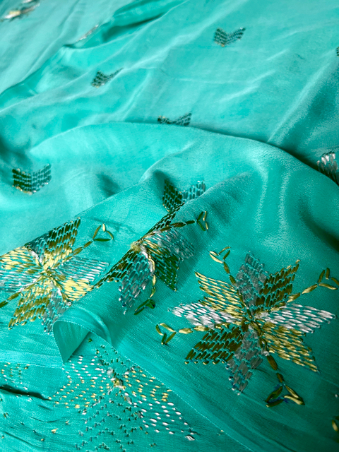 Phulkari Crepe silk saree