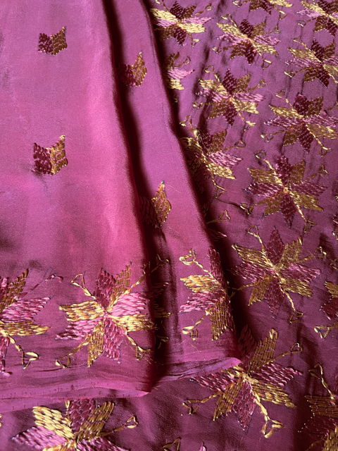 Phulkari Crepe silk saree