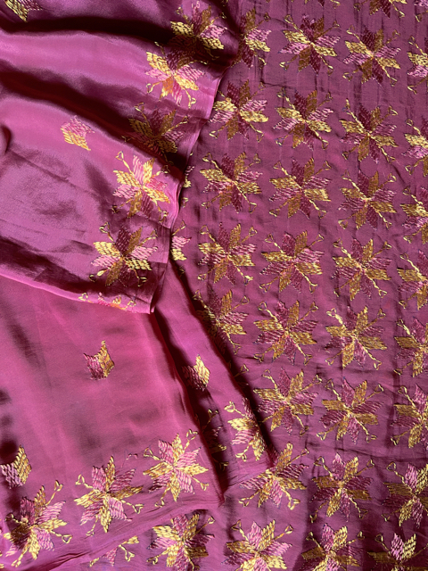 Phulkari Crepe silk saree