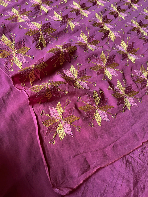 Phulkari Crepe silk saree