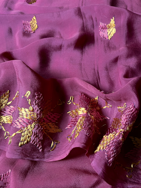 Phulkari Crepe silk saree