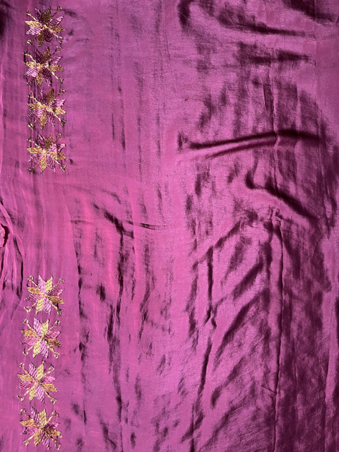 Phulkari Crepe silk saree