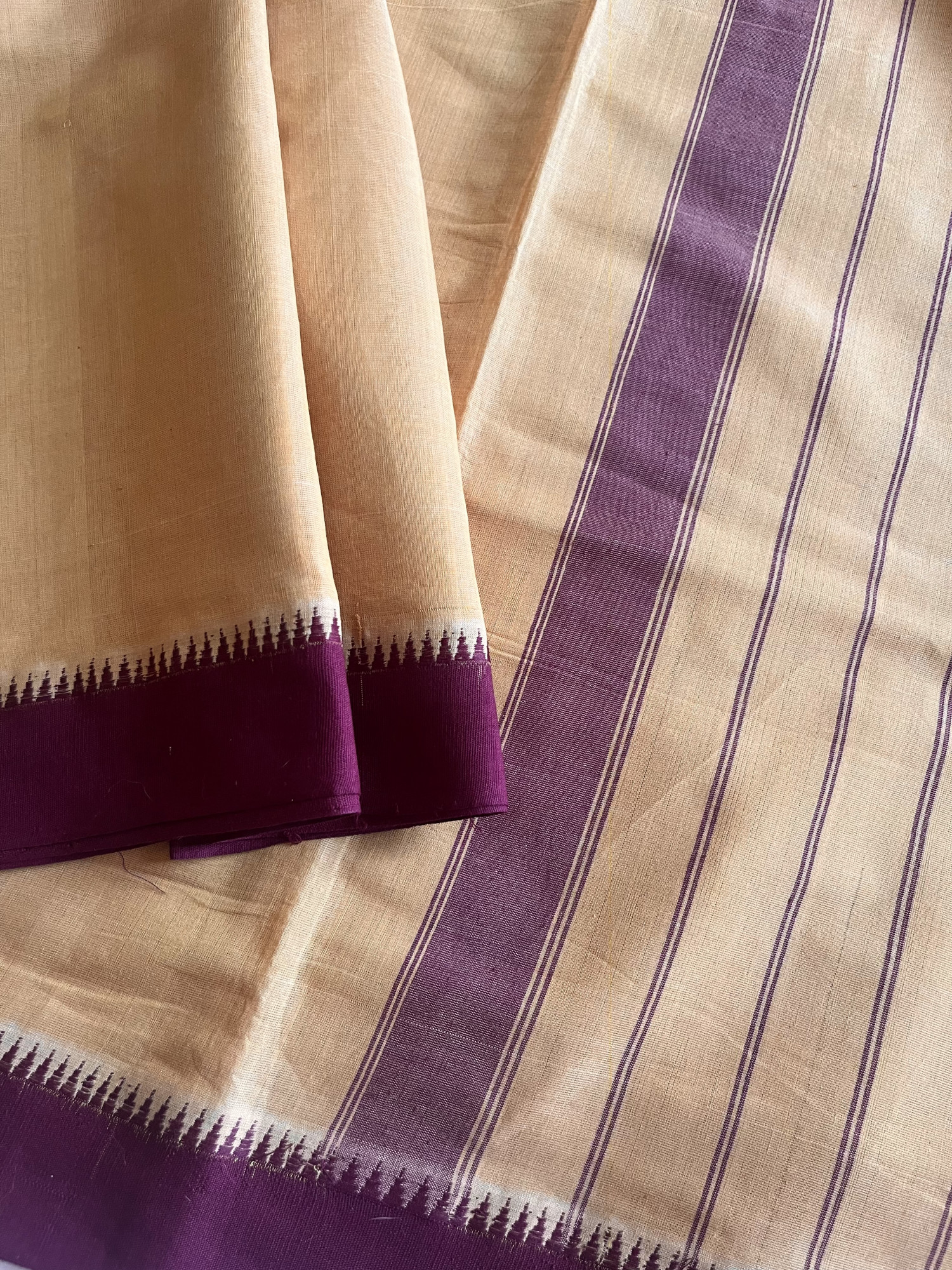 Andhra cotton handloom saree with floral cotton blouse piece