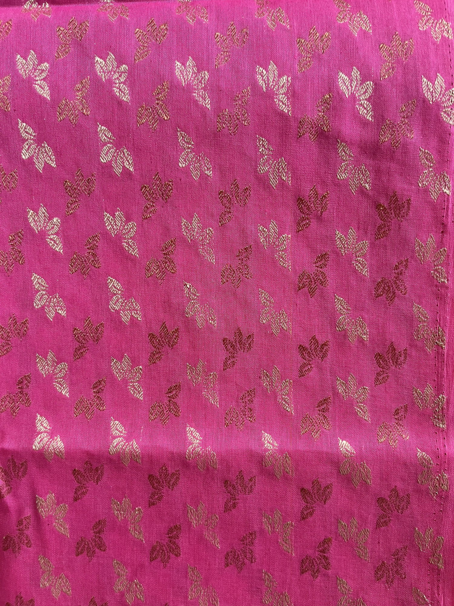 Andhra cotton handloom saree with floral cotton blouse piece