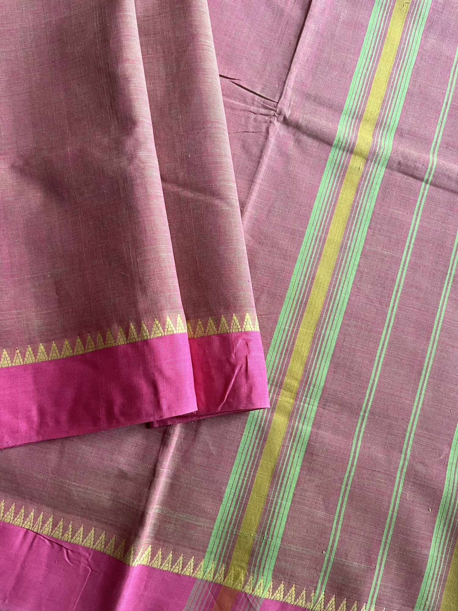 Andhra cotton handloom saree with floral cotton blouse piece