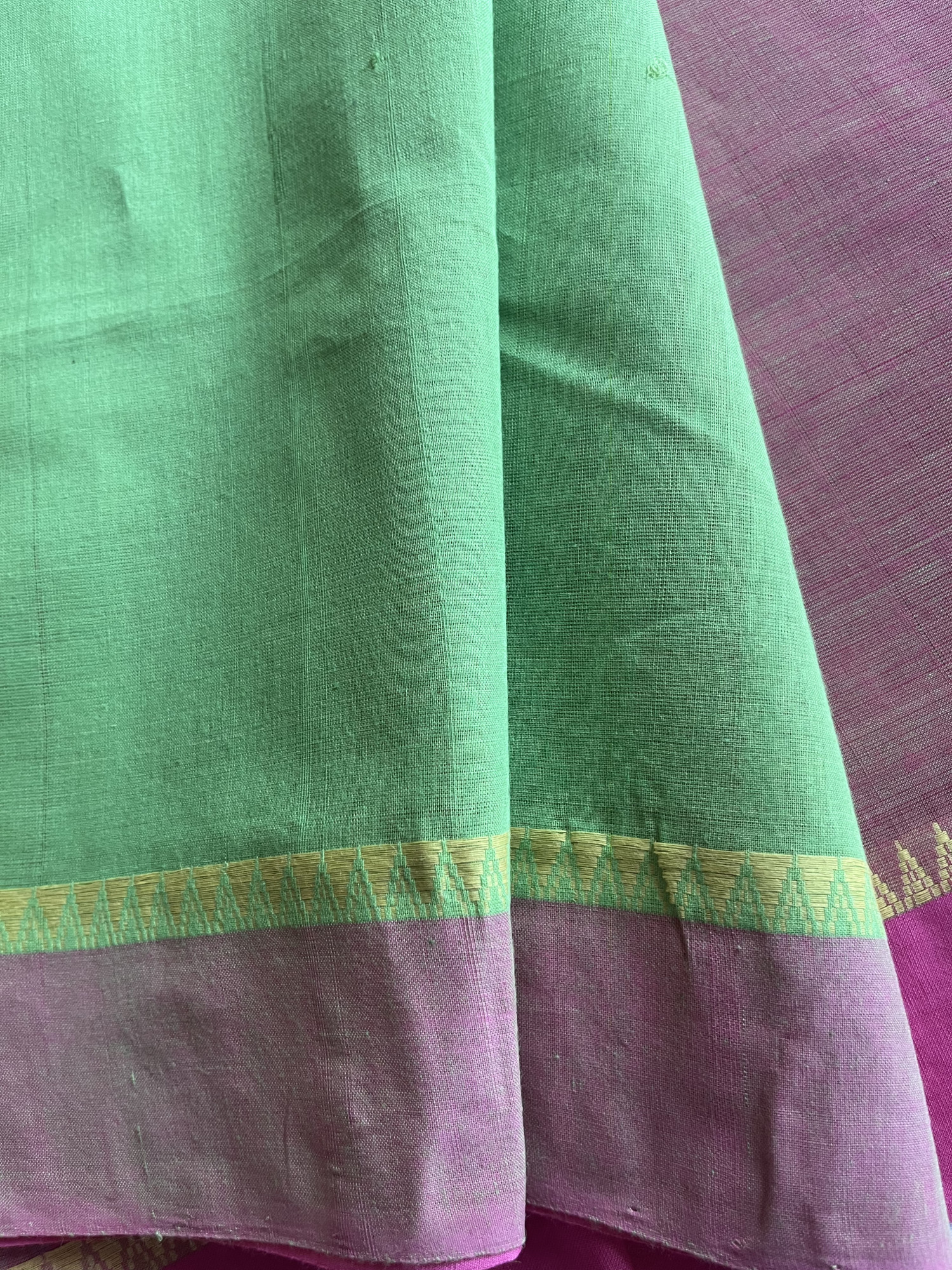Andhra cotton handloom saree with floral cotton blouse piece