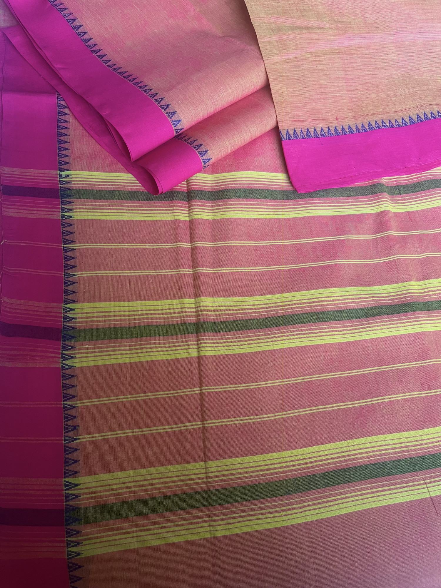 Andhra cotton handloom saree with Khann blouse piece