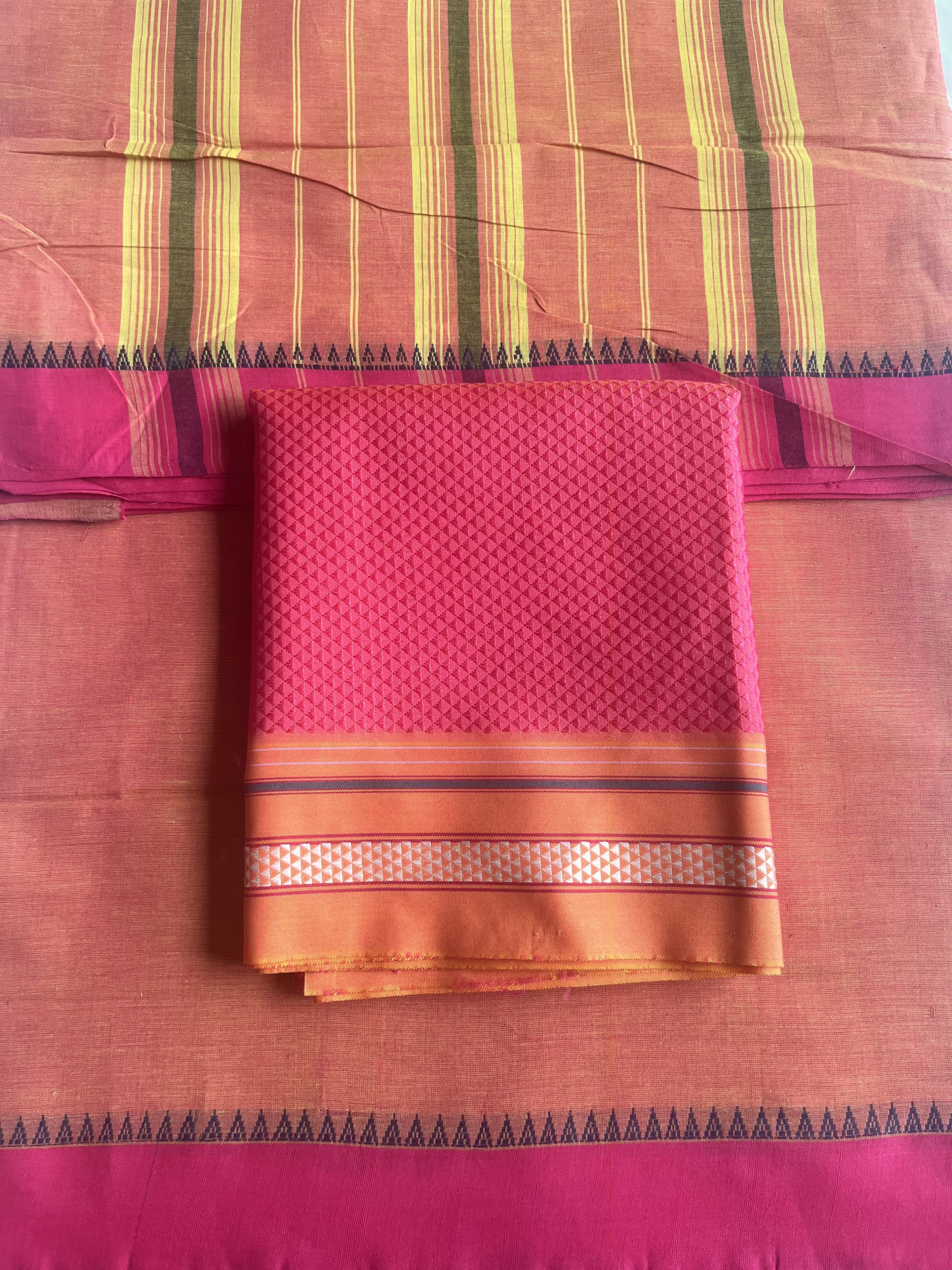 Andhra cotton handloom saree with Khann blouse piece
