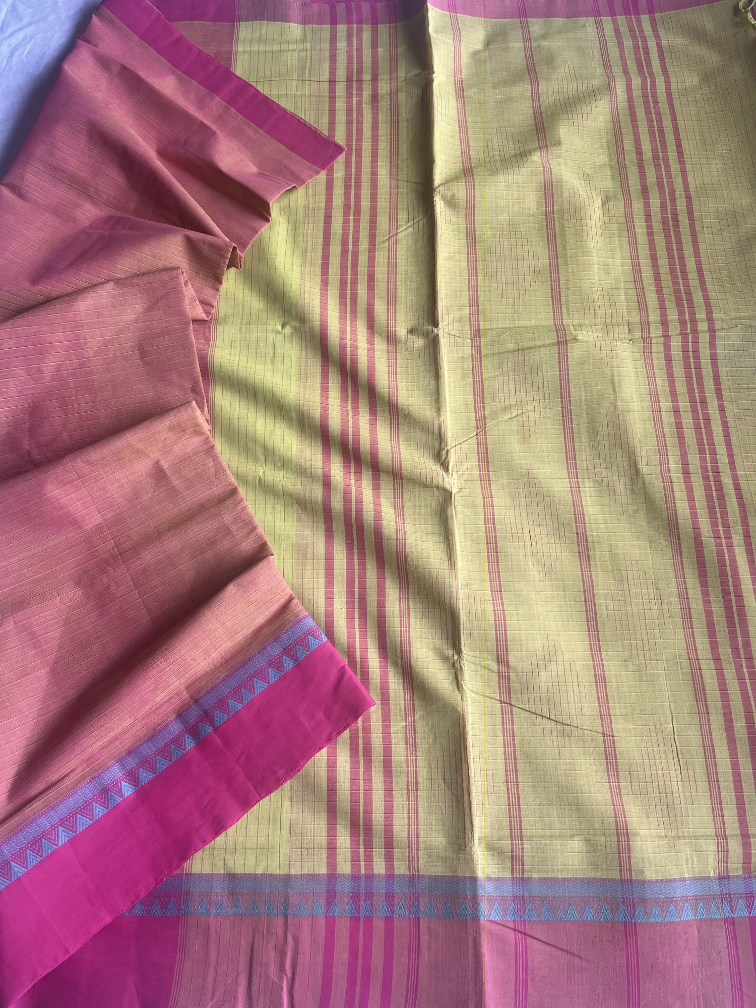 Andhra cotton handloom saree with Khann blouse piece
