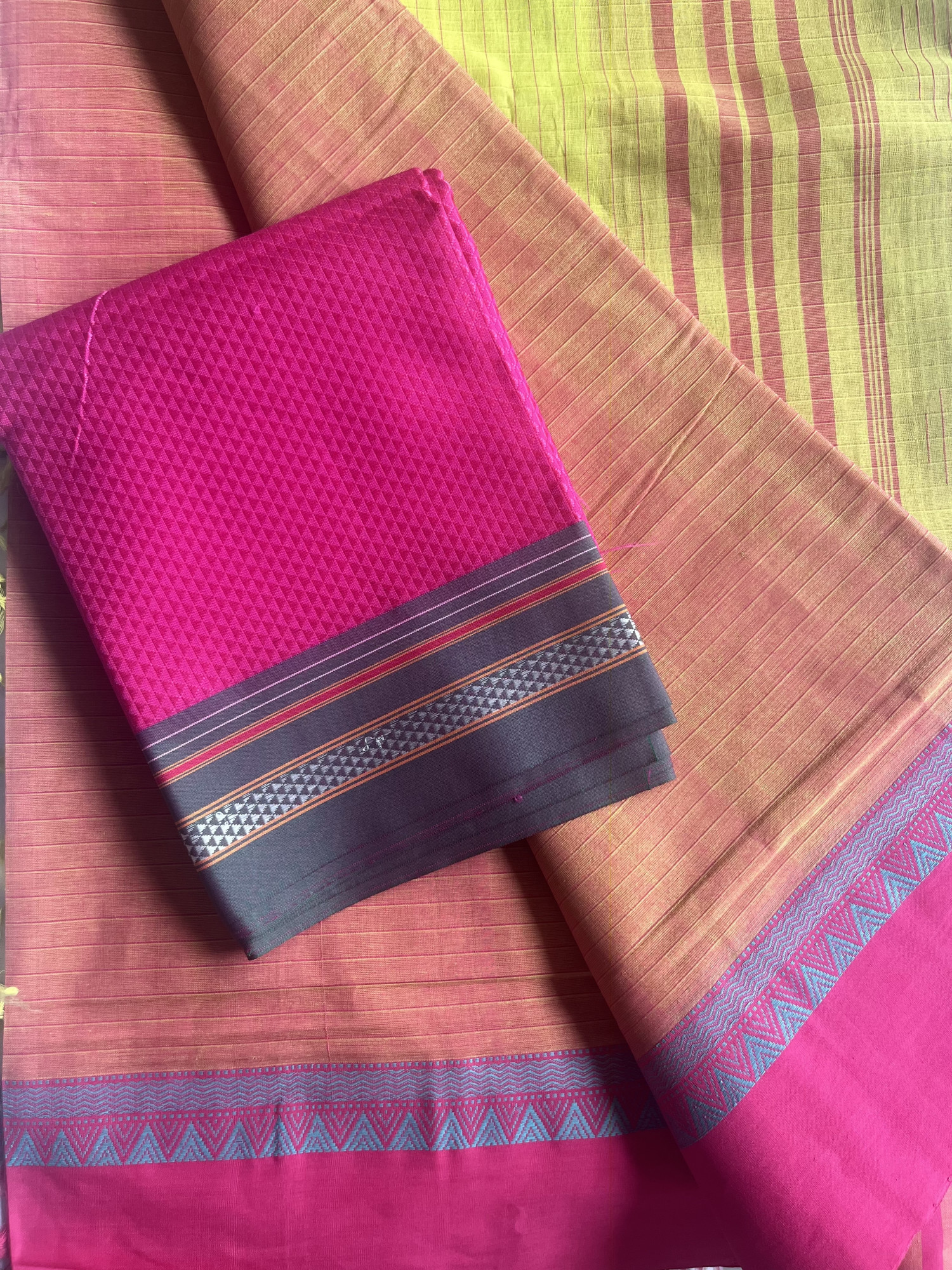 Andhra cotton handloom saree with Khann blouse piece