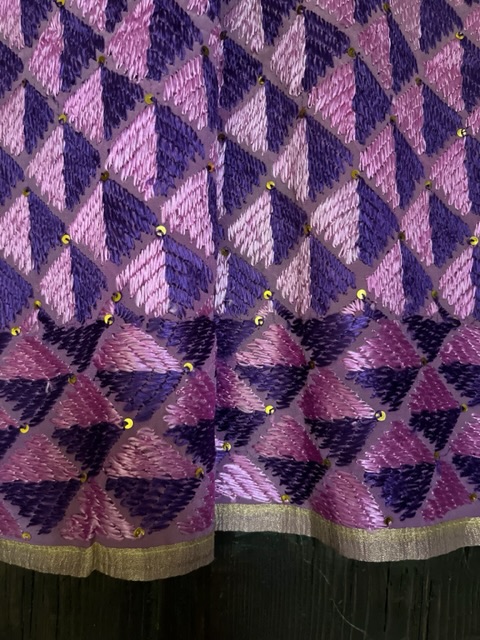 Phulkari hand embroidered Bagh crepe silk dupatta