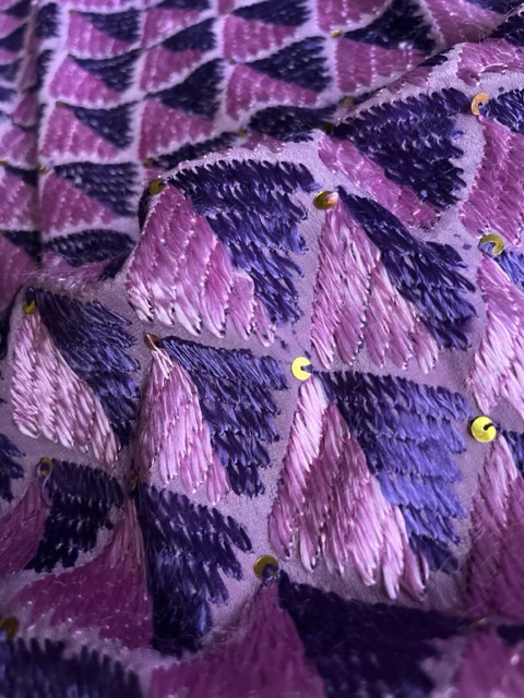 Phulkari hand embroidered Bagh crepe silk dupatta
