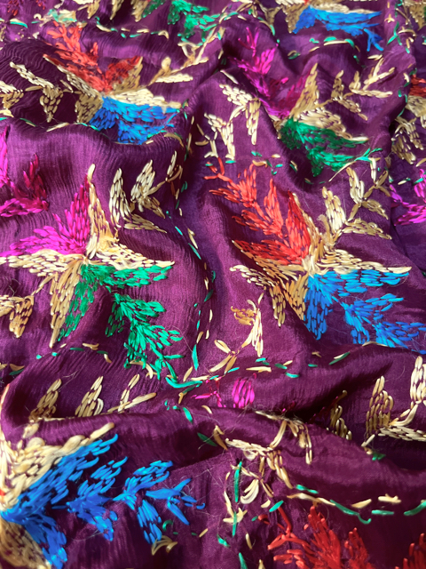 Phulkari hand embroidered chinon chiffon dupatta