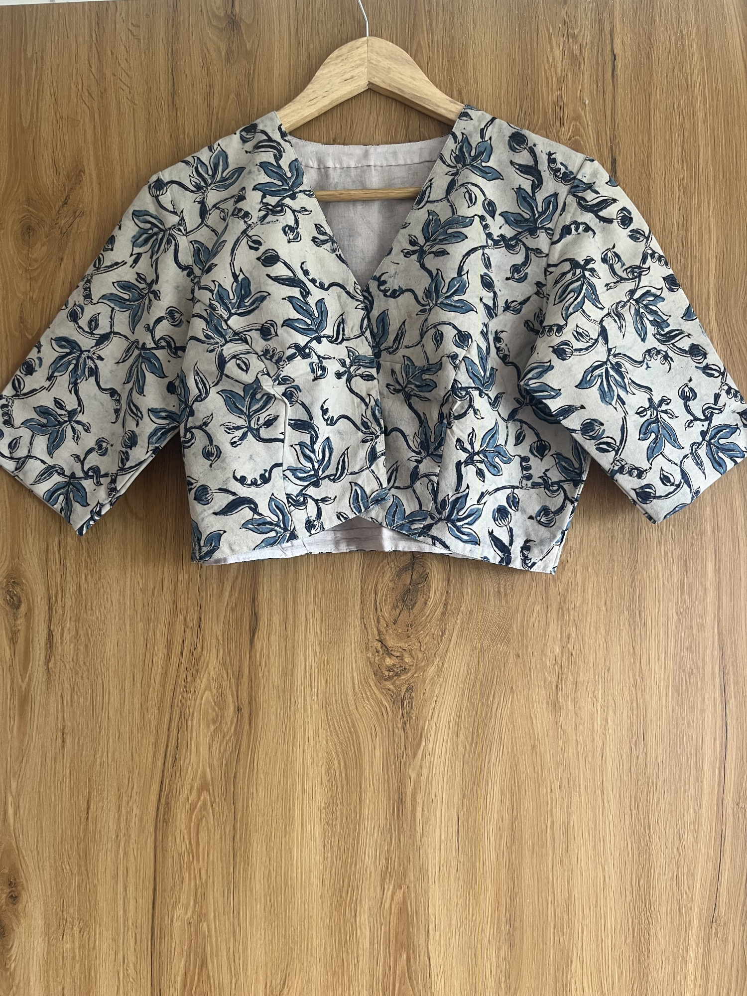 Kalamkari hand-spun cotton saree blouse