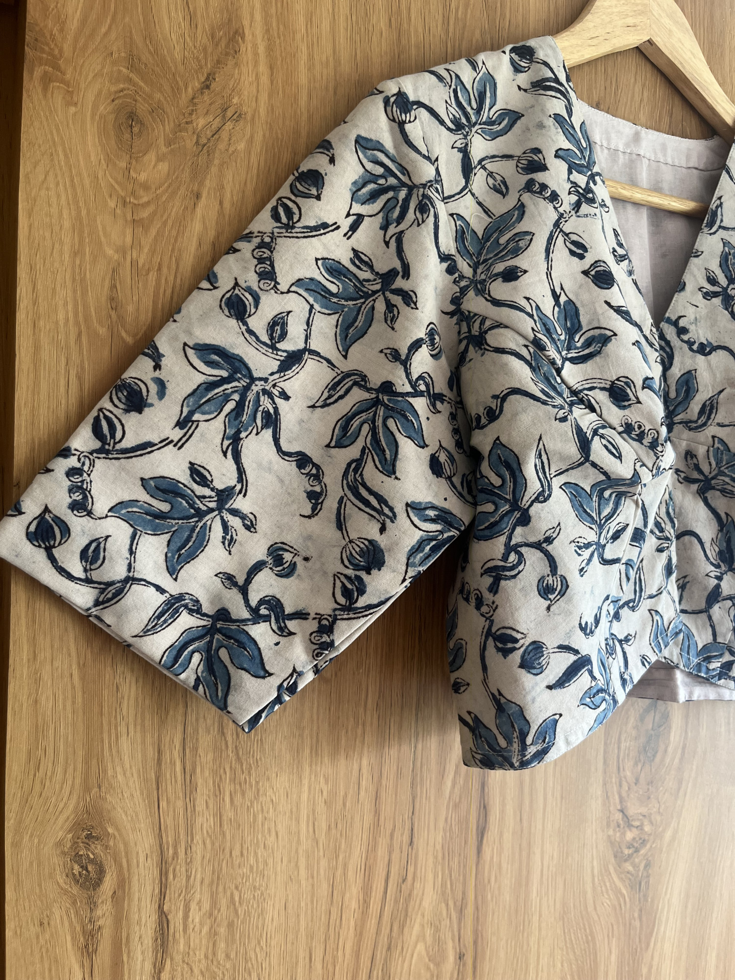 Kalamkari hand-spun cotton saree blouse