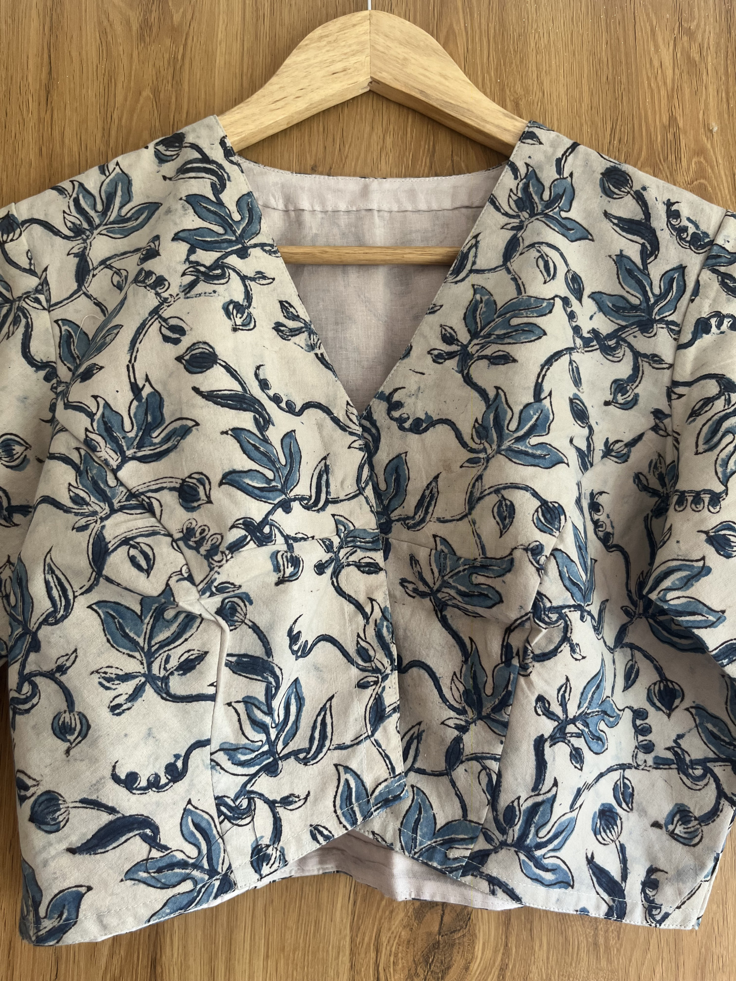 Kalamkari hand-spun cotton saree blouse