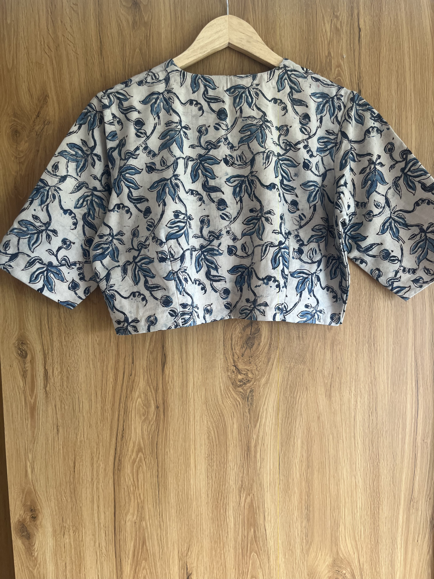 Kalamkari hand-spun cotton saree blouse