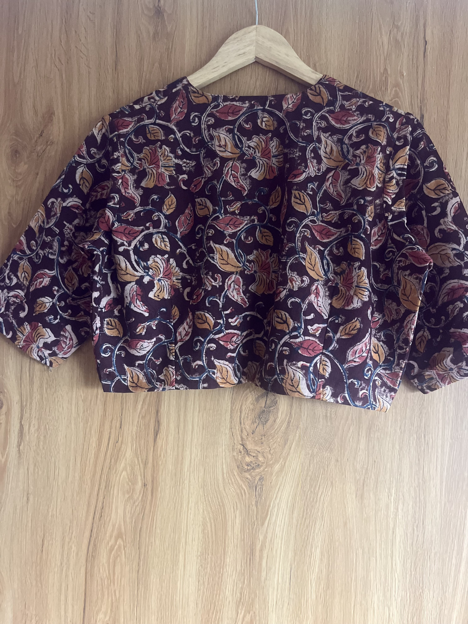 Kalamkari hand-spun cotton saree blouse