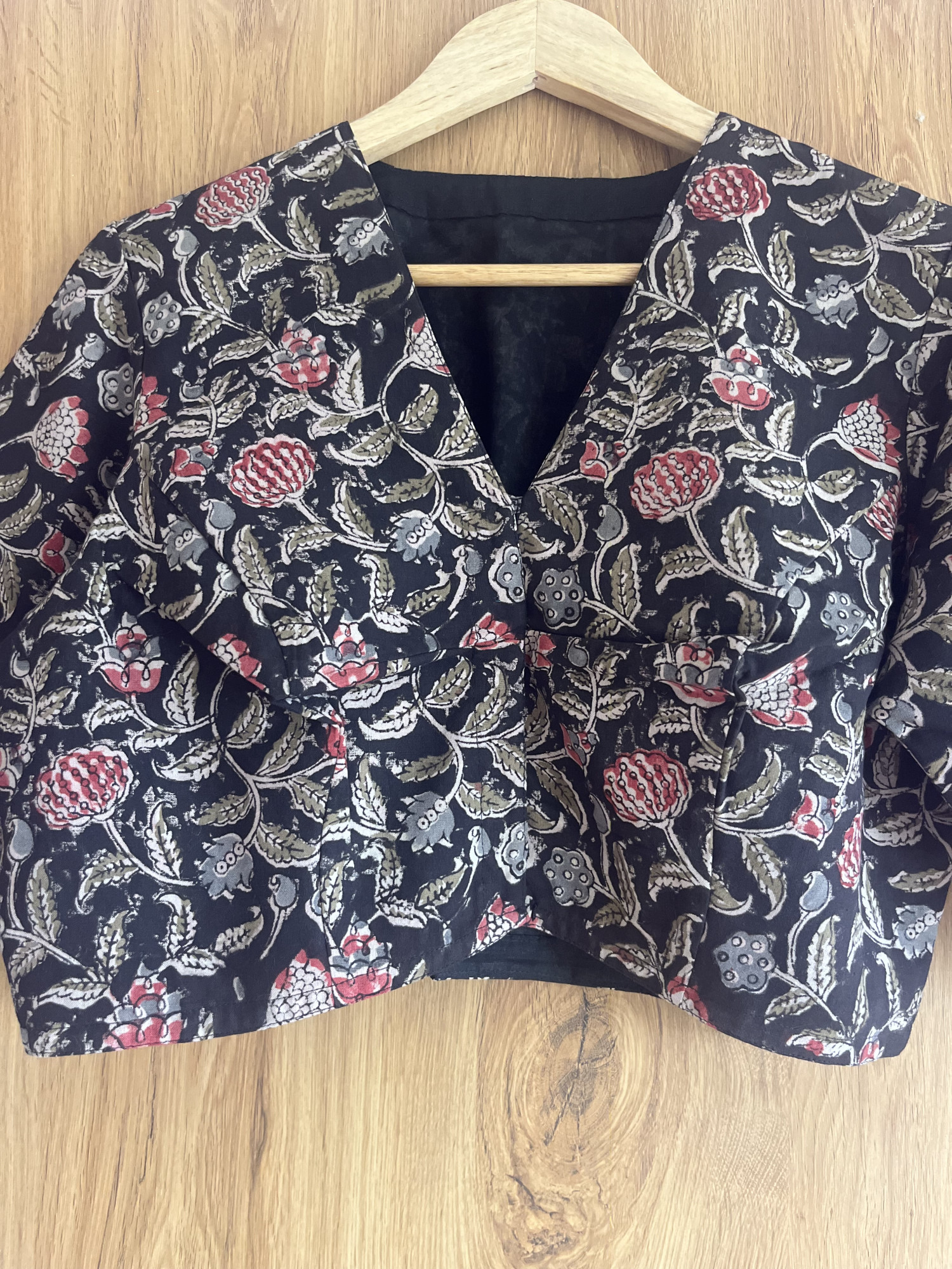 Kalamkari hand-spun cotton saree blouse